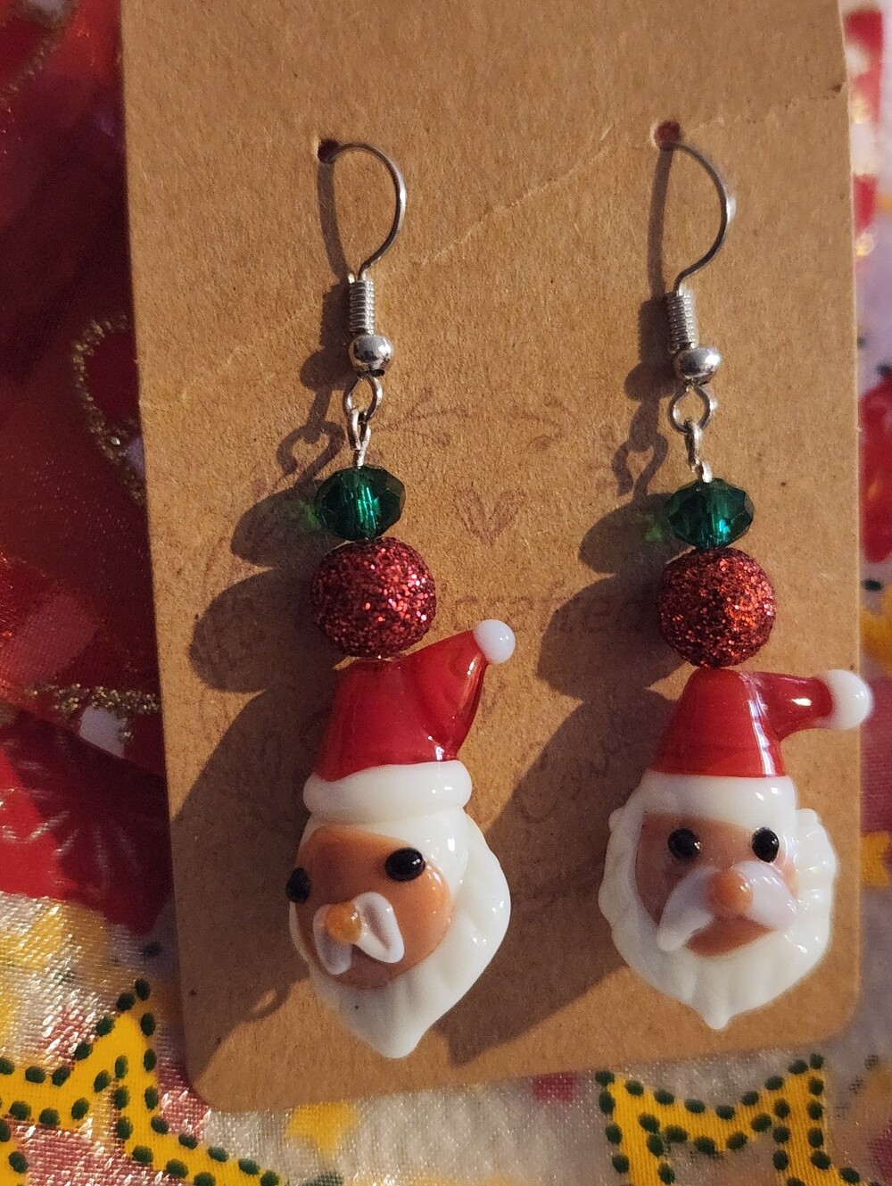 Glass Santa Earrings